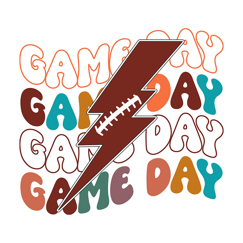 Ready to press custom football game day letter design heat press dtf transfers