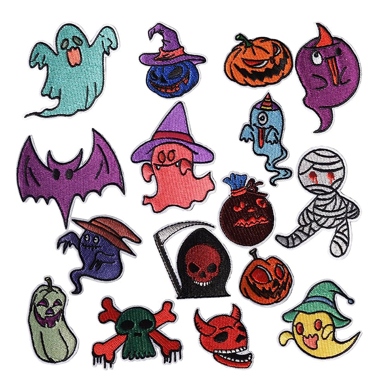 Happy halloween holiday iron on patches pumpkin custom Logo letter embroidery patch