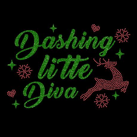 Green dashing litte diva hot fix rhinestone christmas iron on heat transfers