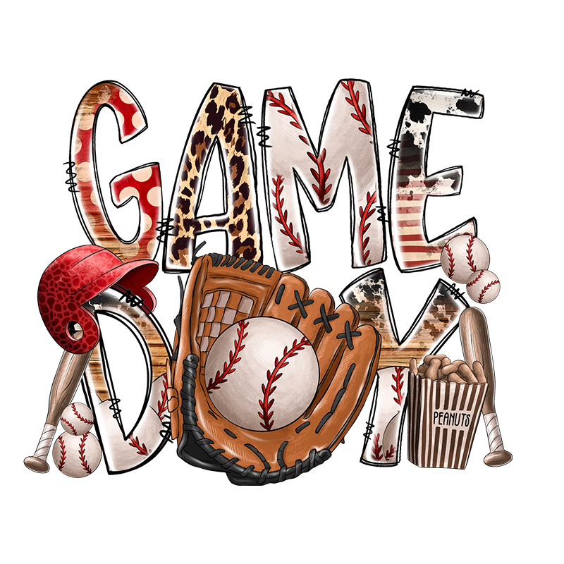 Baseball season game day custom design dtf print iron on heat transfers