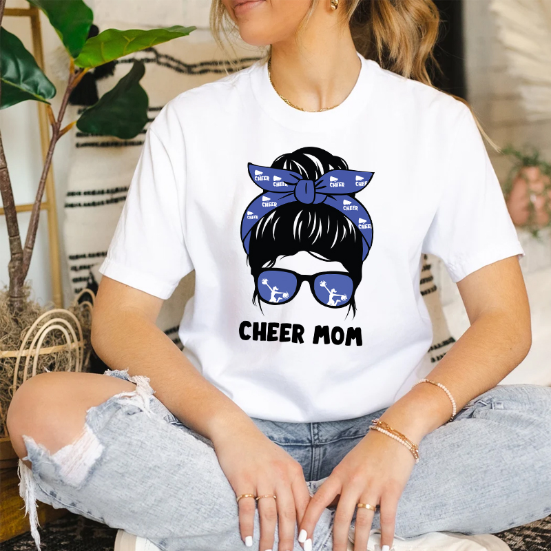 Low MOQ Cheer Mom Design Loose Short Sleeve Round Neck Cotton T Shirt For Women