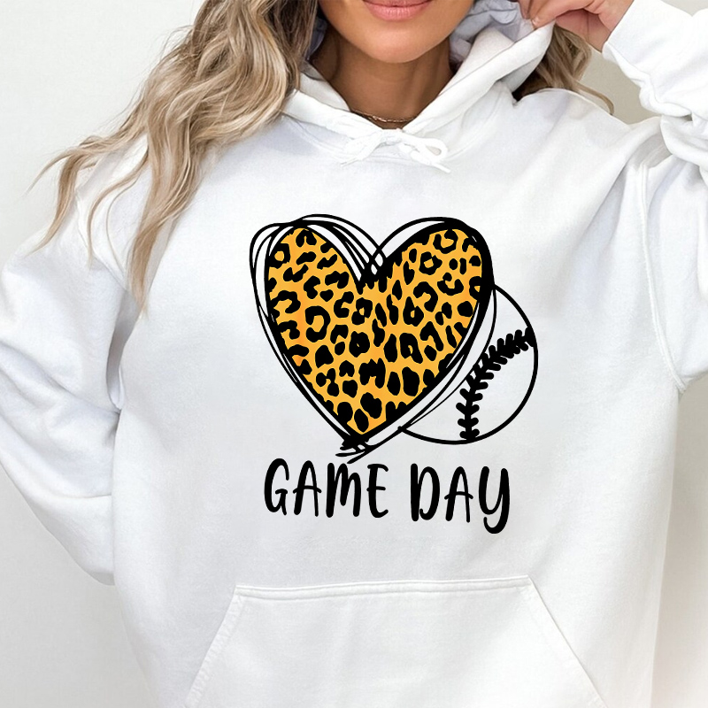 Leopard print heart love game day custom design heat press dtf print transfer for t shirt