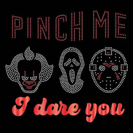 2023 halloween day cloth transfer horror movie design rhinestone pinch me metallic vinyl heat transfers