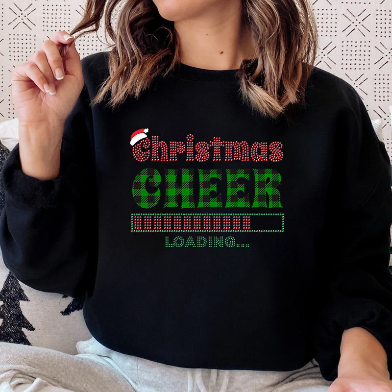 Christmas cheer is loading printable vinyl rhinestone heat transfer wholesale