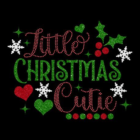 Wholesale price little christmas cutie glitter vinyl hot fix rhinestone heat transfers