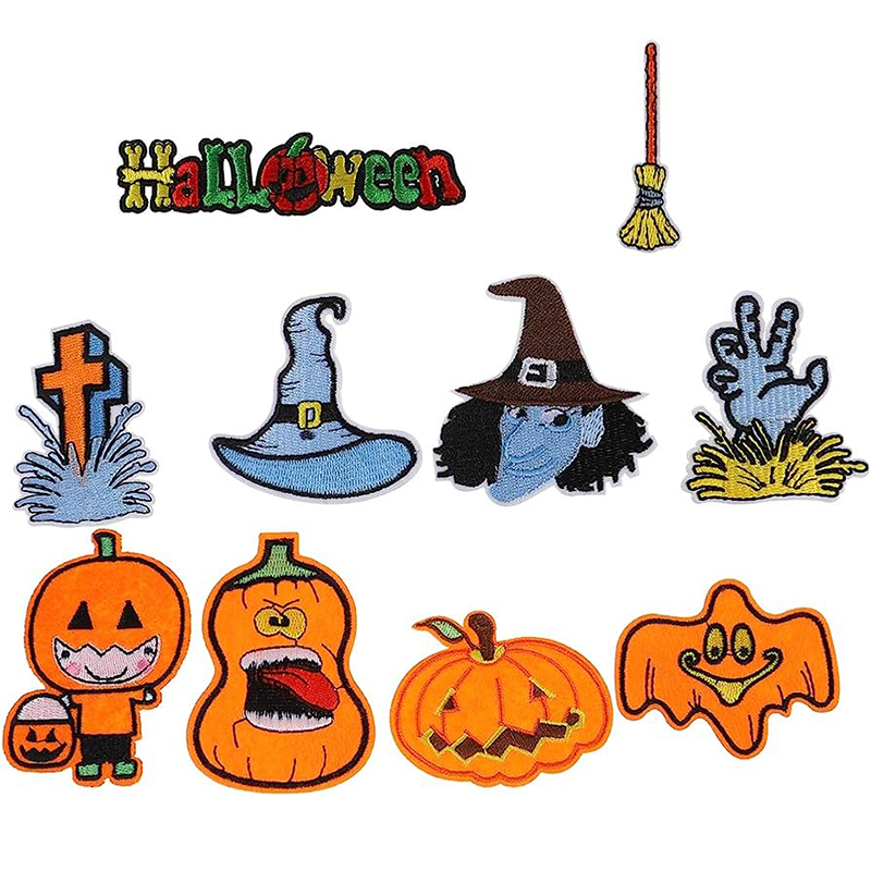 Happy halloween holiday iron on patches pumpkin custom Logo letter embroidery patch