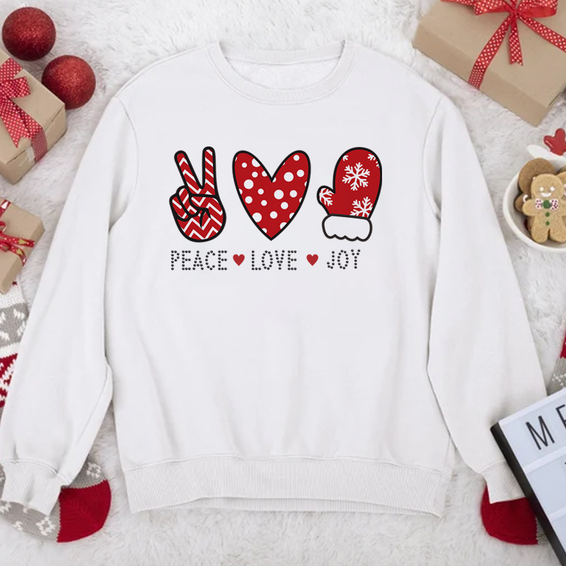 Fast delivery hot fix rhinestone peace love joy christmas iron on transfer