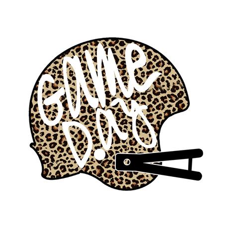 Ready to press leopard print helmet game day dtf printing iron on heat transfer