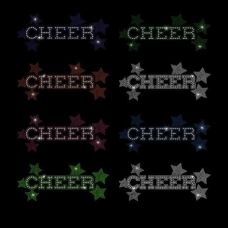 Different color cheer star design rhinestone iron on heat transfers