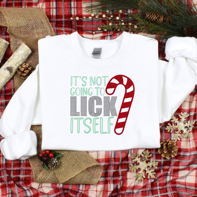 It’s not going to lick itself rhinestone letter design glitter vinyl transfer printing