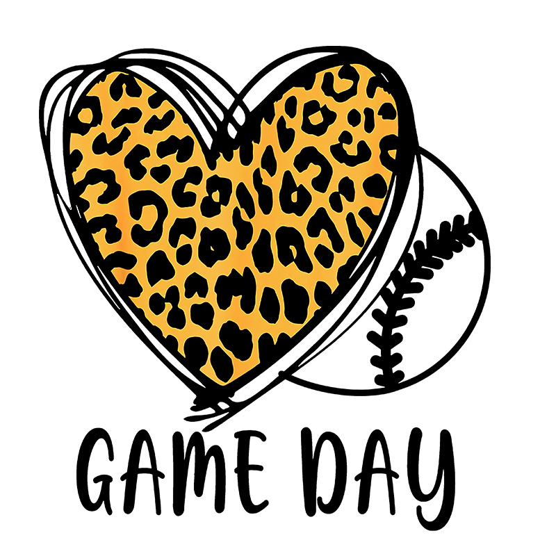 Leopard print heart love game day custom design heat press dtf print transfer for t shirt