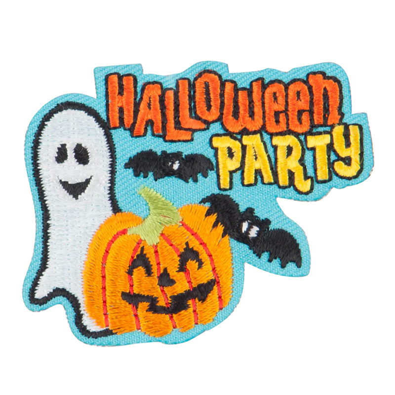 Factory Wholesale Custom Embossed 3D Logo Halloween Pumpkin Party Embroidery Patches