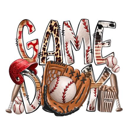 Baseball season game day custom design dtf print iron on heat transfers