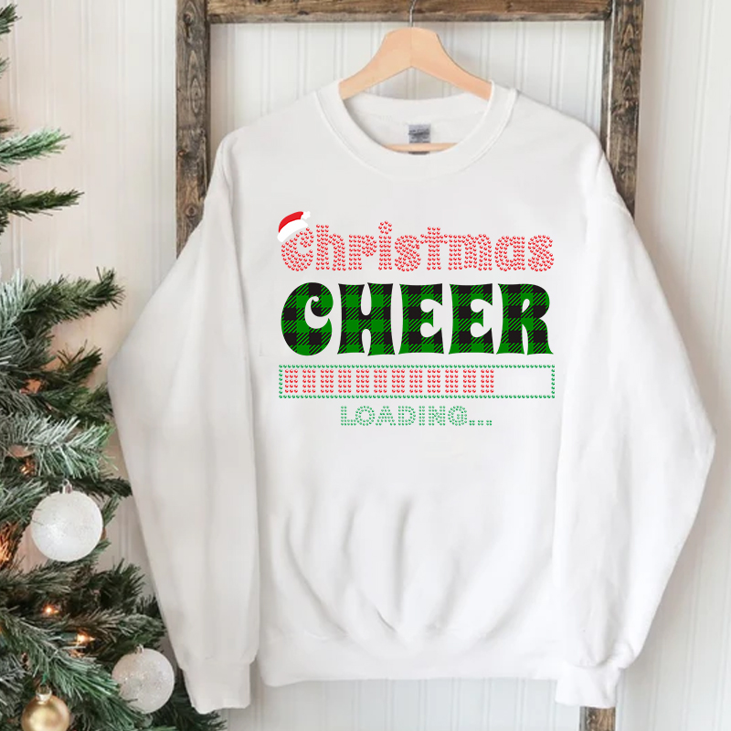 Christmas cheer is loading printable vinyl rhinestone heat transfer wholesale