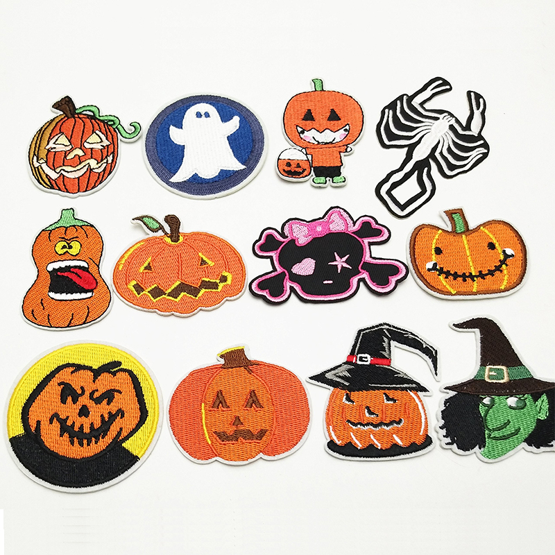 Garment Uniform Accessories Happy Halloween Pumpkin Iron On Embroidery Patches